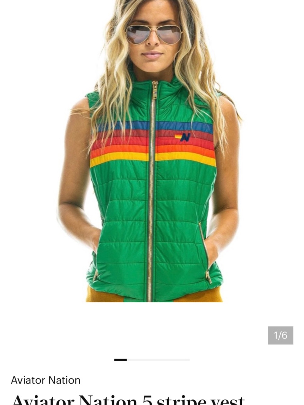 Aviator Nation 5 stripe vest. Size small.